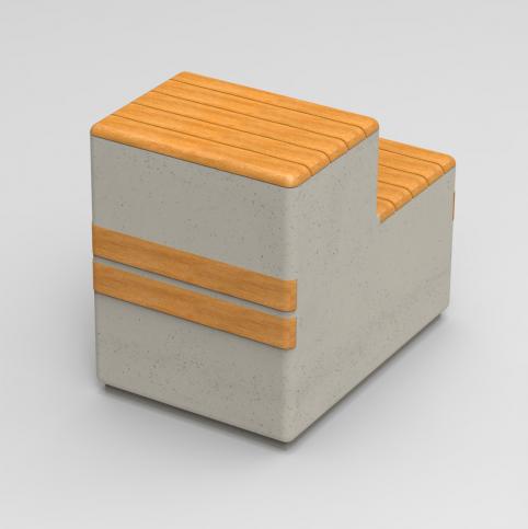 Siedzisko betonowe z elementami drewnianymi