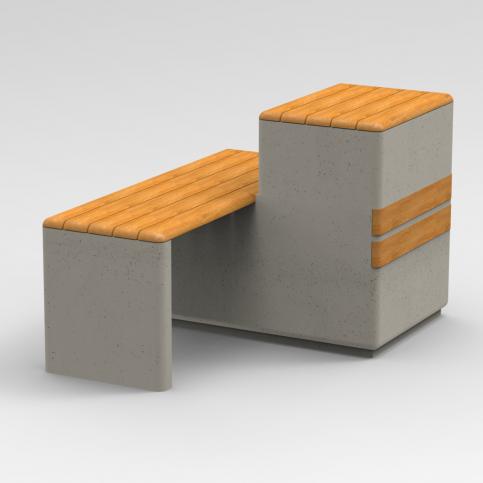 Siedzisko betonowe w postaci bryły wolno stojącej wykonane w technologii betonu gładkiego