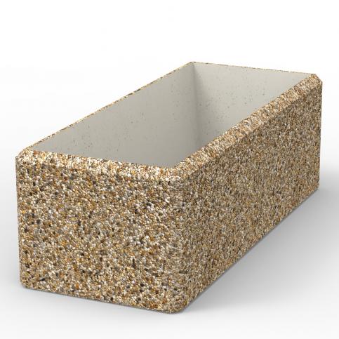 Betonowa donica AGATA wykonana w technologii betonu płukanego z charakterystyczną warstwą odsłoniętego kruszywa.