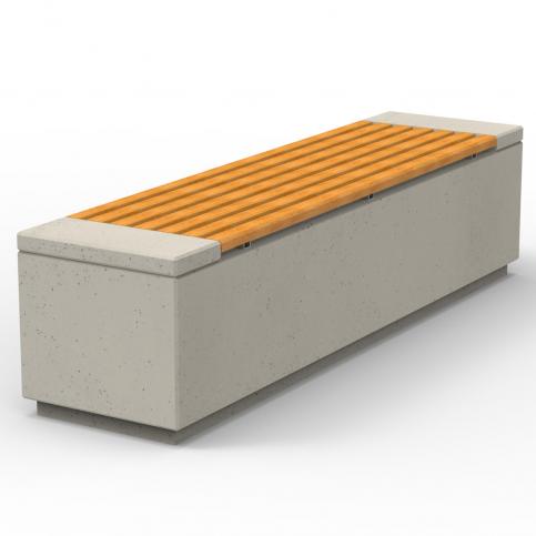 Ławka Relax 1 deco 200 to betonowa ławka miejska z drewnianym siedziskiem.