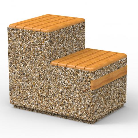 Betonowe siedzisko z elementami z drewnianymi