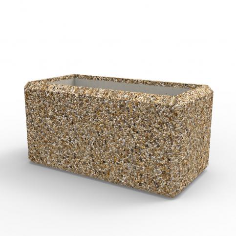 Betonowa donica zewnętrzna, wykonana w technologii betonu płukanego z charakterystyczną warstwą odsłoniętego kruszywa naturalnego.