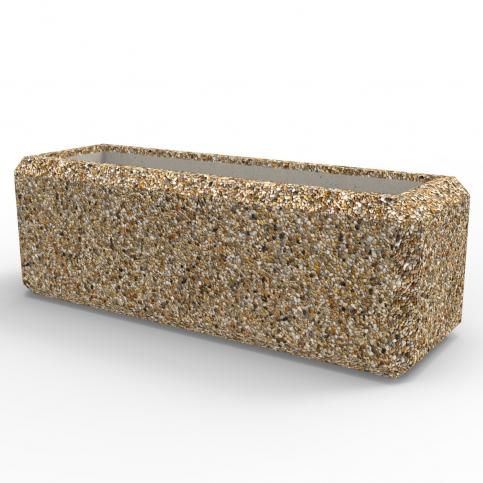 Donica ANNA wykonana w technologii betonu płukanego to donica z charakterystycznym fazowaniem na krawędziach zewnętrznych