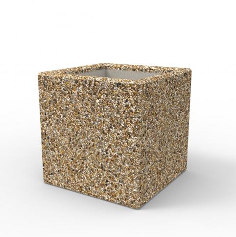 Kwadratowa donica Rozalia wykonana w technologii betonu płukanego