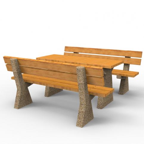 Zestaw piknikowy POLA 1 składa się z dwóch ławek POLA z oparciem oraz stołu parkowo piknikowego. Zestaw dostępny w wielu wariantach kolorystycznych. 