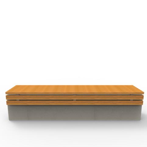 Ławka betonowa RELAX 4.0 deco. O długości dwóch metrów. Dostępna w wielu wariantach kolorystycznych zarówno elementu betonowego, jak i drewnianego siedziska.