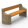 Ławka betonowa DONA wykonana w technologii betonu płukanego z siedziskiem i oparciem z drewna iglastego.