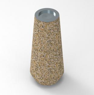 MULTI to betonowa popielnica miejska wyposażona w wyjmowany wkład ze stali nierdzewnej, dostępna w bogatej ofercie kolorów kruszyw naturalnych.