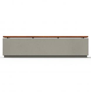 Ławka RELAX 3 deco 200cm wykonana w technologii betonu architektonicznego, z wygodnym siedziskiem z drewna egzotycznego sapeli.