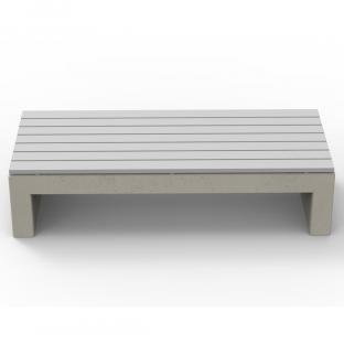 TARA 2 deco z siedziskiem wykonanym z kompozytu,  jeden z wariantów  ławek z serii TARA deco, wykonanej w technologii betonu architektonicznego. 