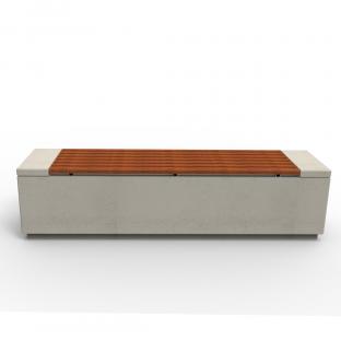 Ławka należąca do serii produktów RELAX deco, wykonana w technologii betonu architektonicznego. Ławka wyposażona została w wygodne drewniane siedzisko.