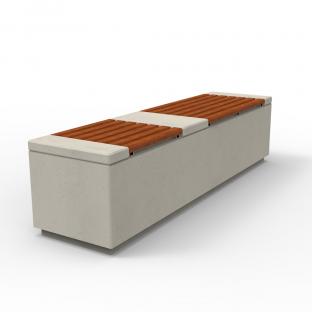 Betonowa ławka zewnętrzna RELAX 2.2 deco o długości 200 cm. Wariant z odeskowaniem wykonanym z drewna egzotycznego.