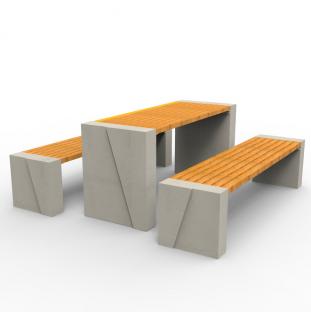 Zestaw piknikowy WISA deco w wersji z dwoma ławkami WISA deco bez oparcia oraz stołem WISA deco.